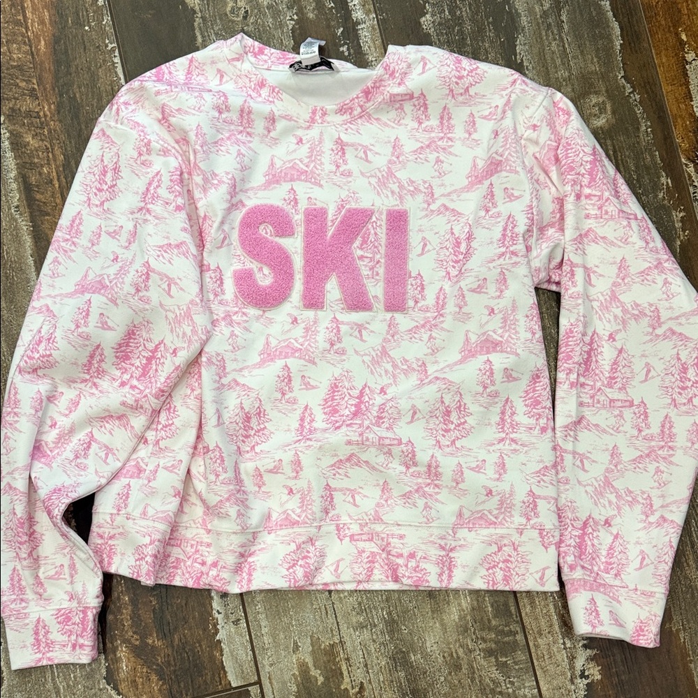 Beach Riot Pink Graphic Crew Neck Sweater
